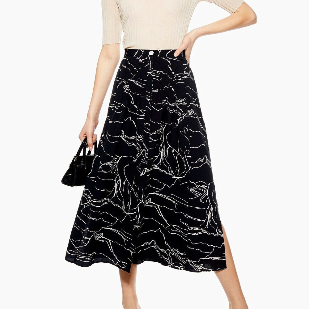 NWT Topshop | Black Button Up High Waist Skirt